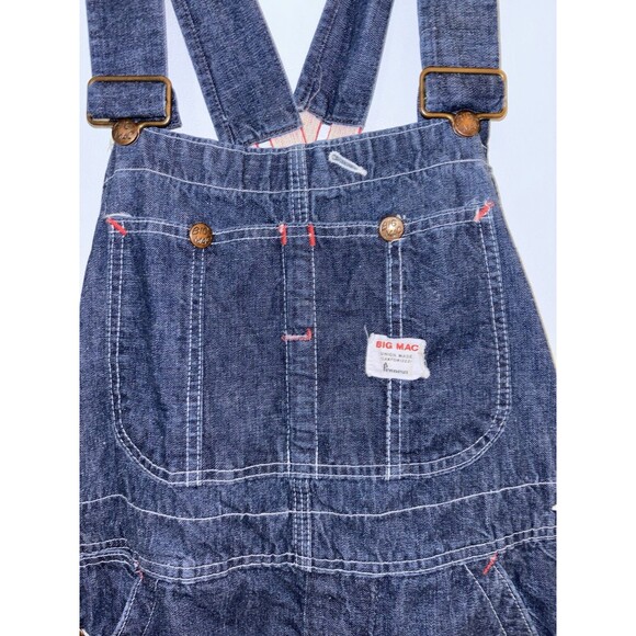 Vintage 90's Big Mac Denim Overalls Carpenter Workwear Wide Leg USA Made (S/M) - Picture 5 of 9
